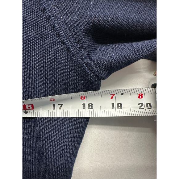 Talbots Petites Navy Merino Wool Cardigan with Velvet Tie Belt MP - Picture 4 of 7